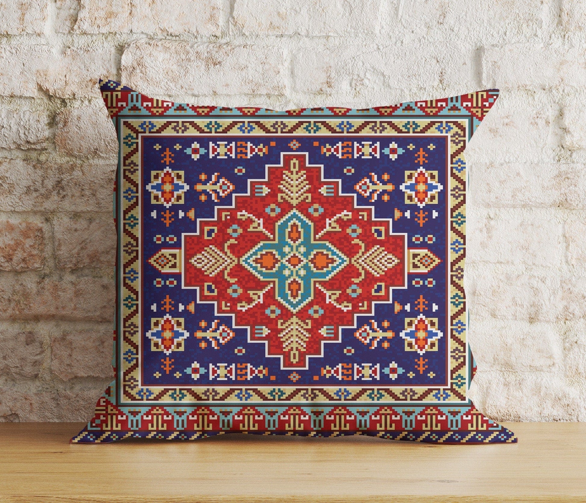 Onay 1 / 12 x 12 inch (30 x 30 cm) Rug Aztec Kilim Traditional Living Decor Cushion Cover