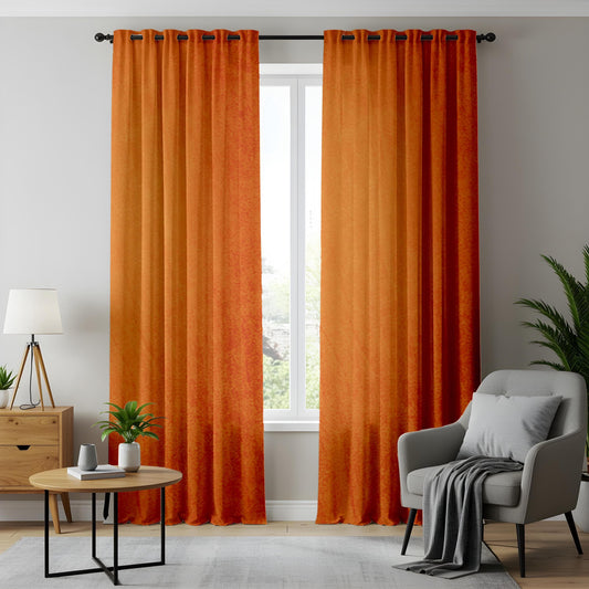 Onay Rust Orange Textured Window Curtains Warm Autumn Home Decor