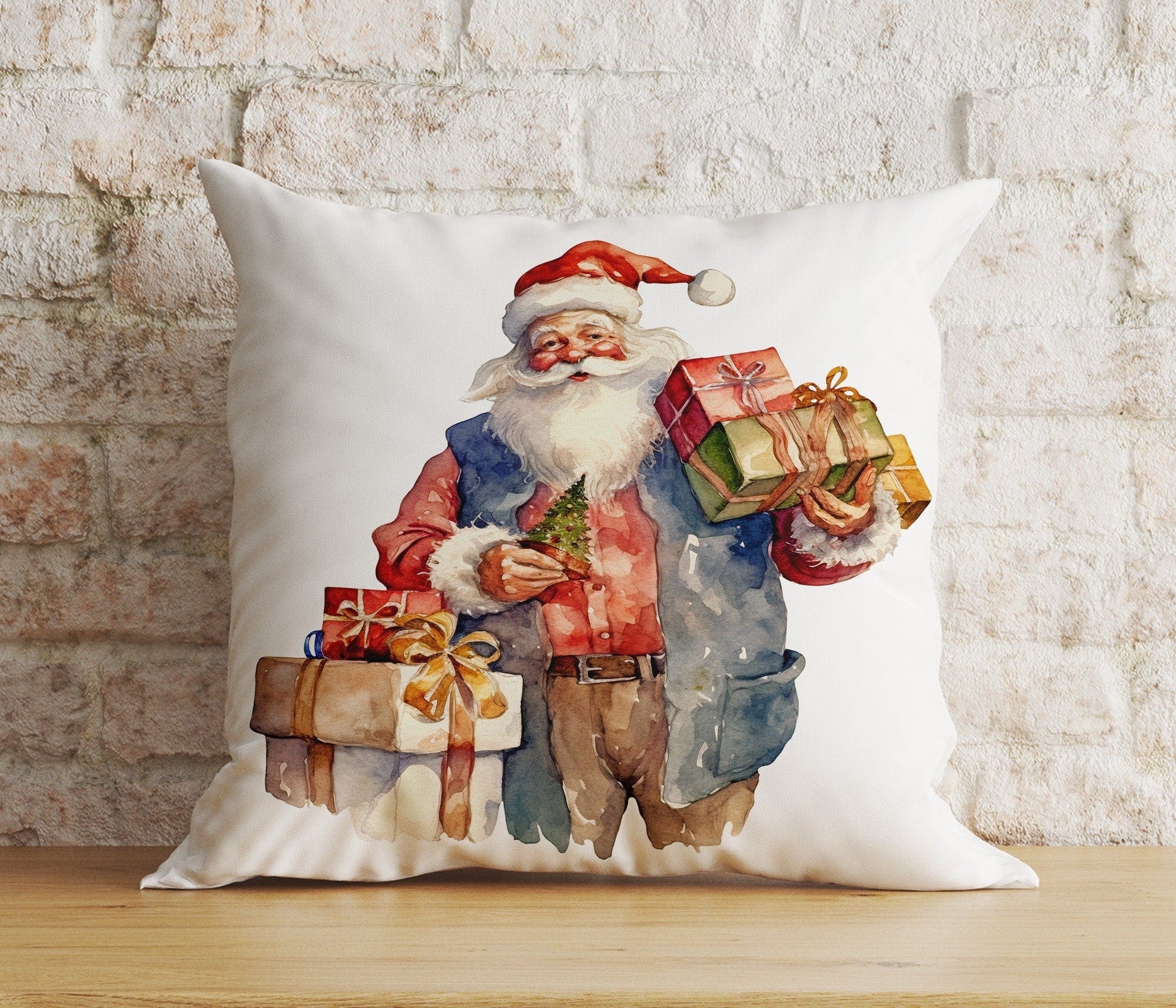 Onay Cushion Covers 9 / 12 x 12 inch (30 x 30 cm) Double Side Santa Claus Design Pillow Covers Red Christmas Cushion Cover