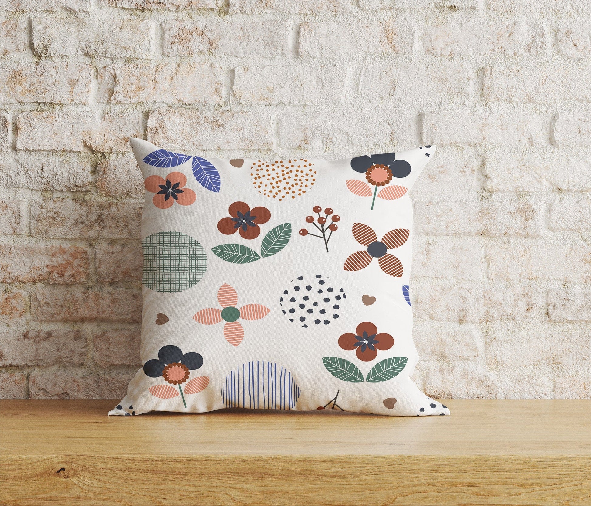 Onay Home Textile Cushion Covers 7 / 12 x 12 inch (30 x 30 cm) Double Side Scandi Floral Cushion Cover Botanical Painting Scatter