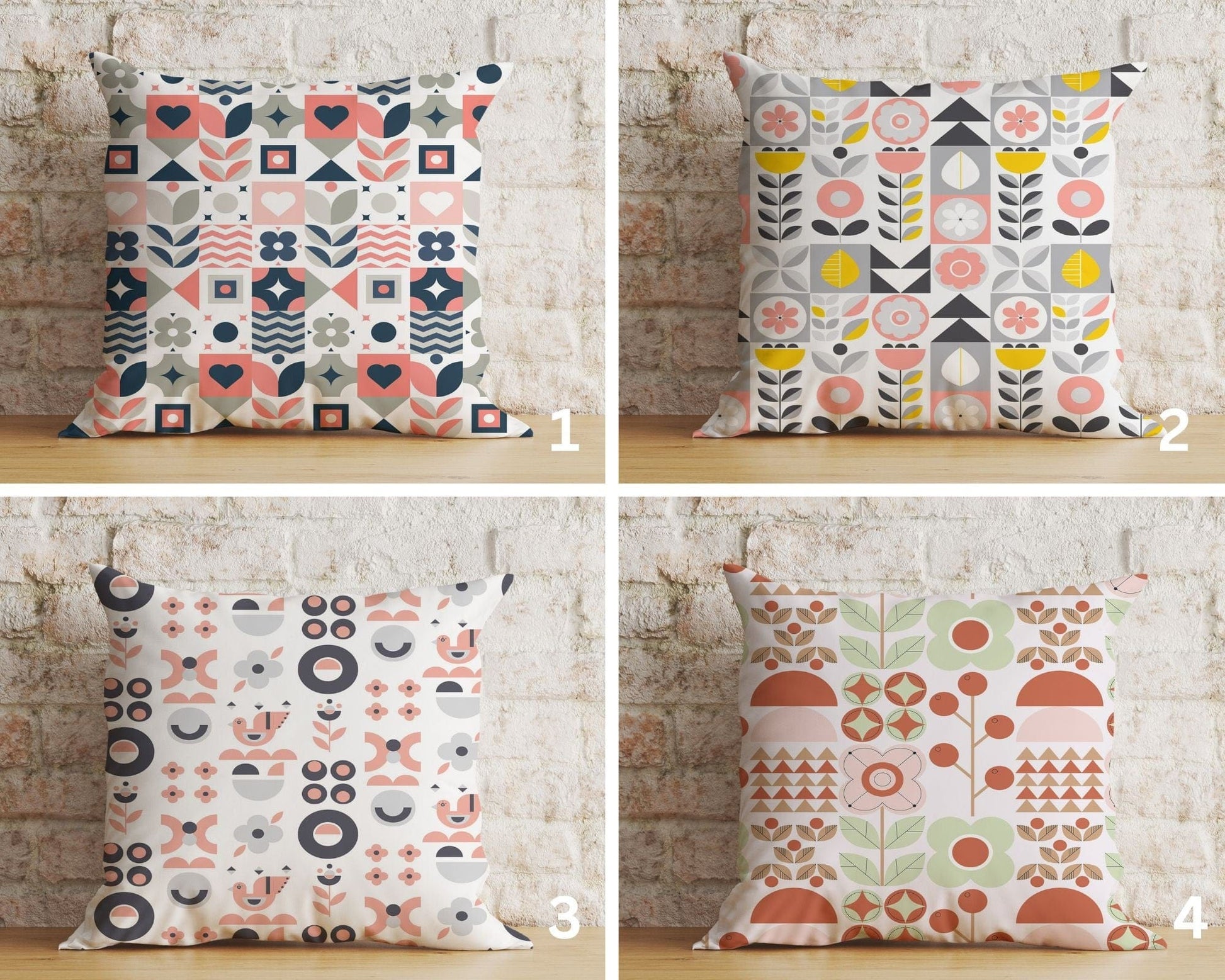 Onay Home Textile Cushion Covers Scandinavian Floral Pillow Cover Blue Scandi Cushion Cover