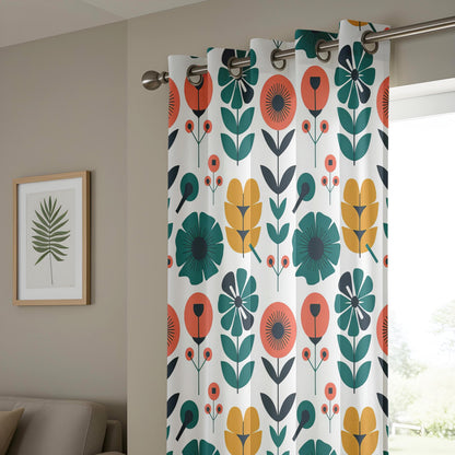 Onay Scandinavian Floral Window Curtains, Modern Boho Botanical Drapes