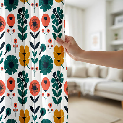 Onay Scandinavian Floral Window Curtains, Modern Boho Botanical Drapes