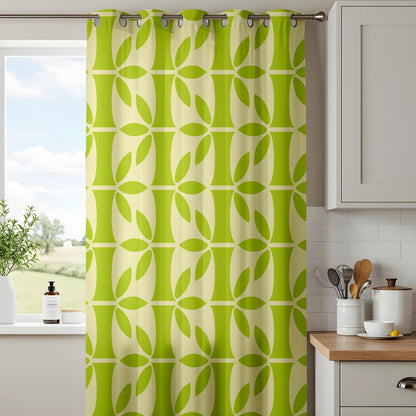 Onay Scandinavian Geometric Curtains – Modern Green Retro Drapes