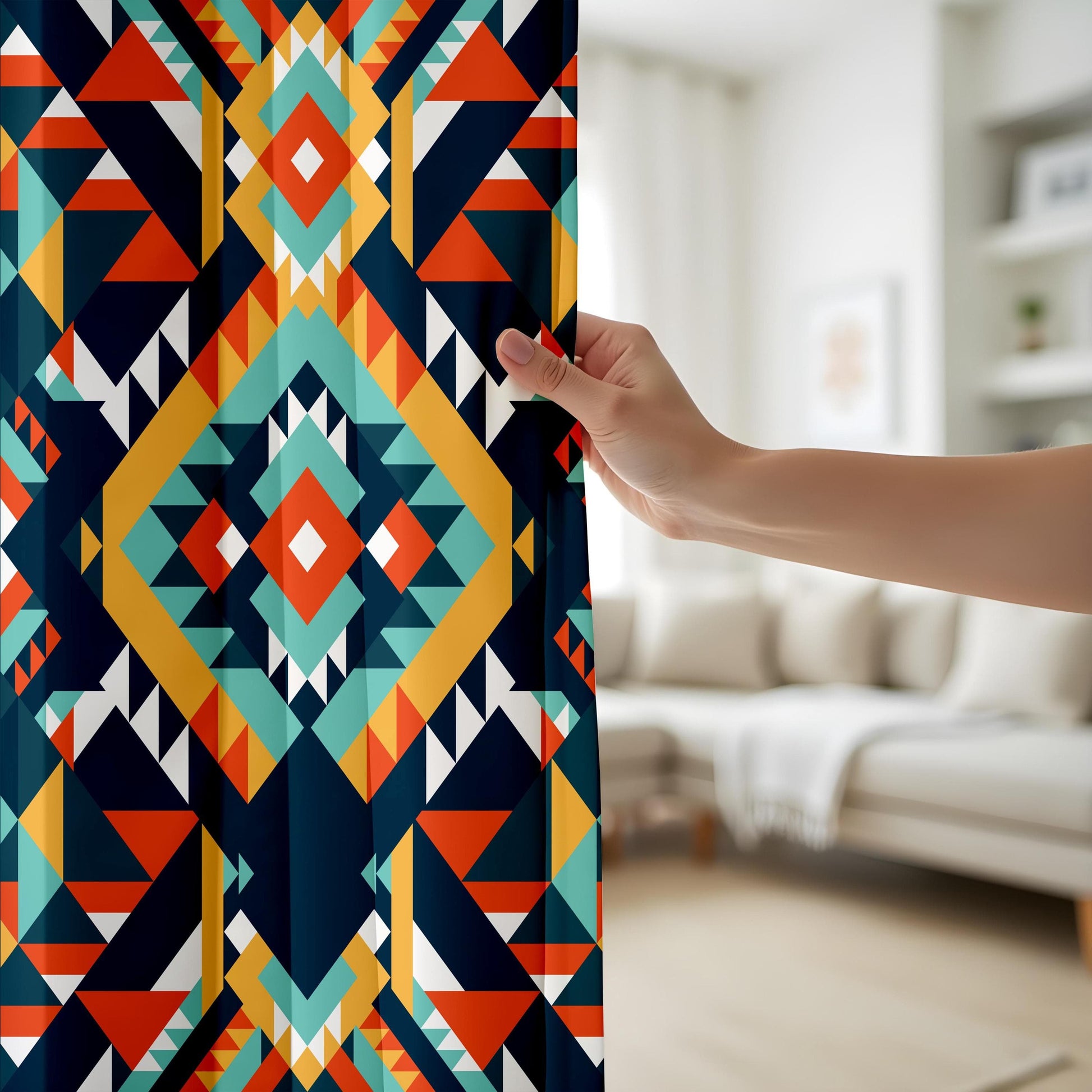 Onay Southwestern Geometric Curtains, Bold Aztec Print Drapes