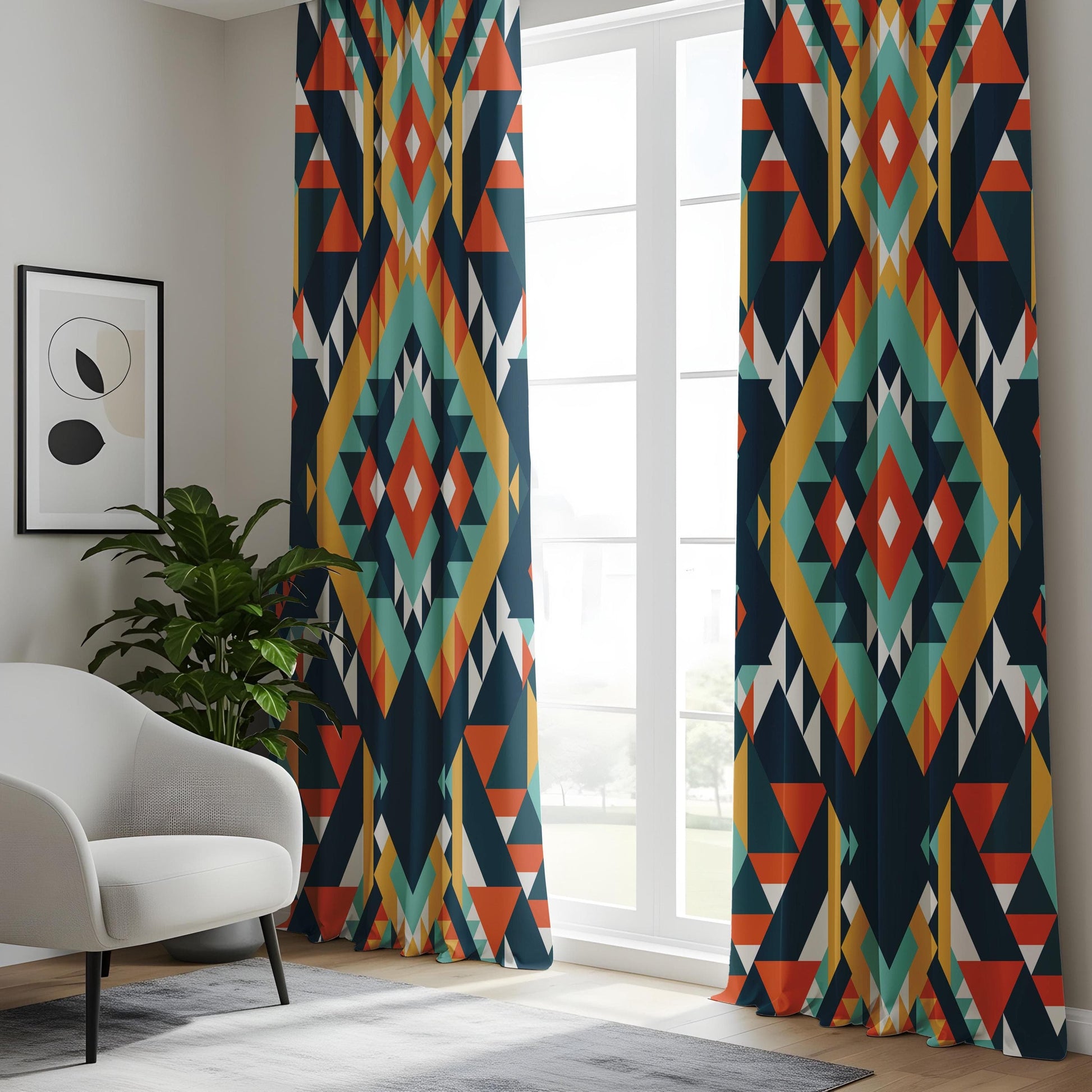 Onay Southwestern Geometric Curtains, Bold Aztec Print Drapes
