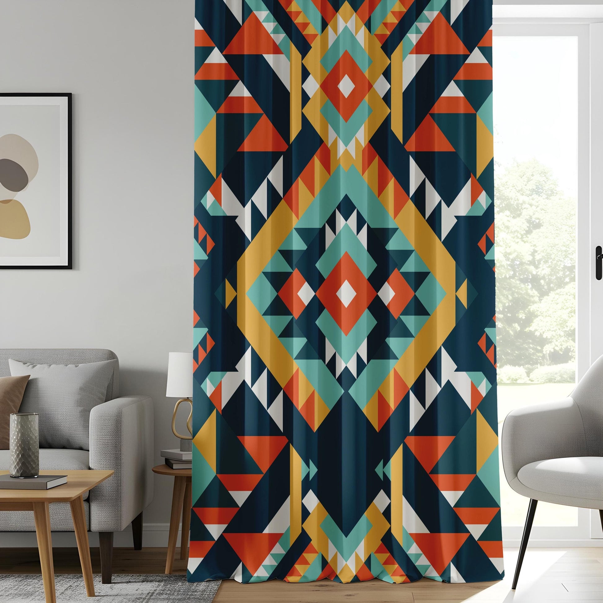 Onay Southwestern Geometric Curtains, Bold Aztec Print Drapes