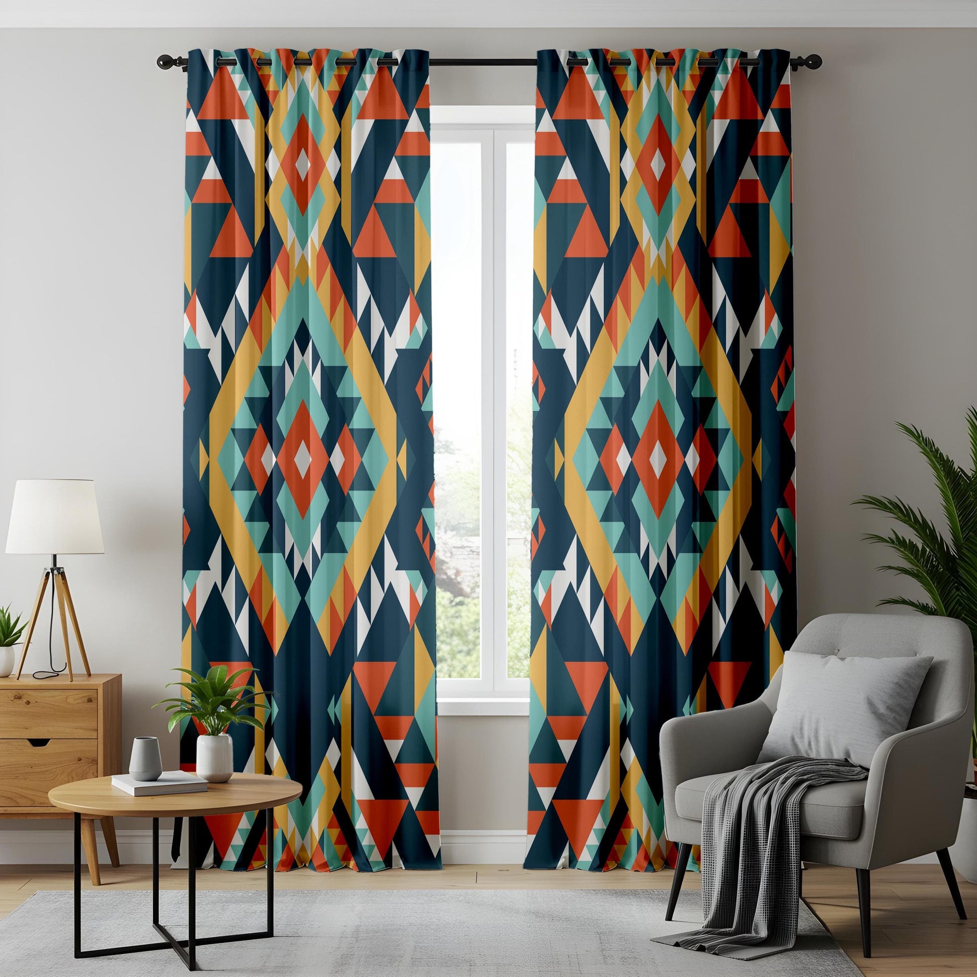 Onay Southwestern Geometric Curtains, Bold Aztec Print Drapes