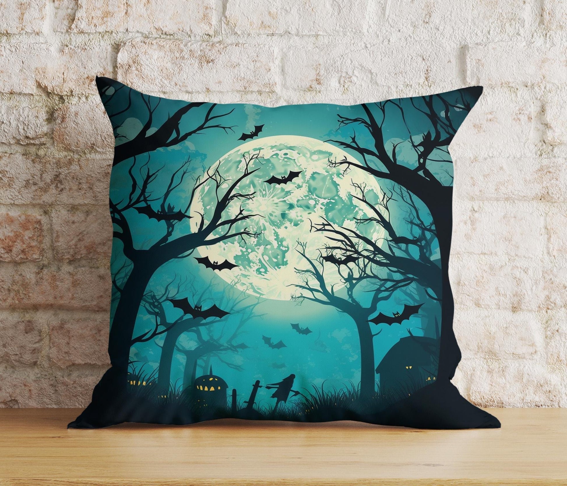 Onay Cushion Covers 5 / 12 x 12 inch (30 x 30 cm) Spooky Halloween Forest Cushion Cover Enchanted Forest Trail at Night