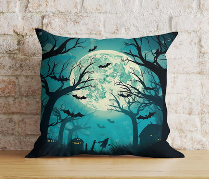 Onay Cushion Covers 5 / 12 x 12 inch (30 x 30 cm) Spooky Halloween Forest Cushion Cover Enchanted Forest Trail at Night