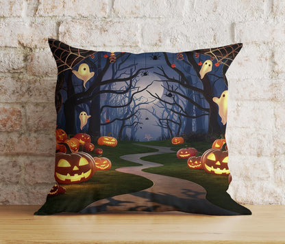 Onay Cushion Covers 1 / 12 x 12 inch (30 x 30 cm) Spooky Halloween Forest Cushion Cover Enchanted Forest Trail at Night