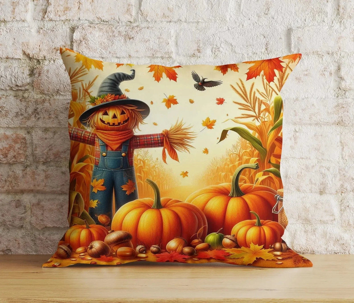 Onay Cushion Covers 8 / 12 x 12 inch (30 x 30 cm) Spooky Halloween Pumpkin Pillow Whimsical Ghost Print Cushion Covers