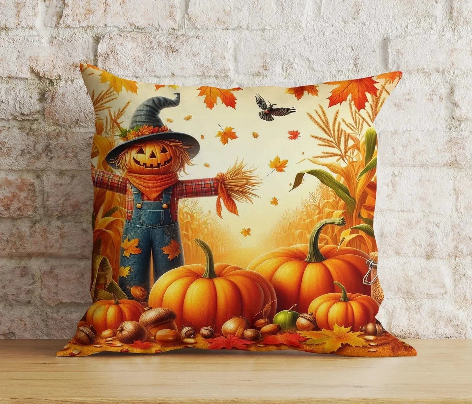 Onay Cushion Covers 8 / 12 x 12 inch (30 x 30 cm) Spooky Halloween Pumpkin Pillow Whimsical Ghost Print Cushion Covers