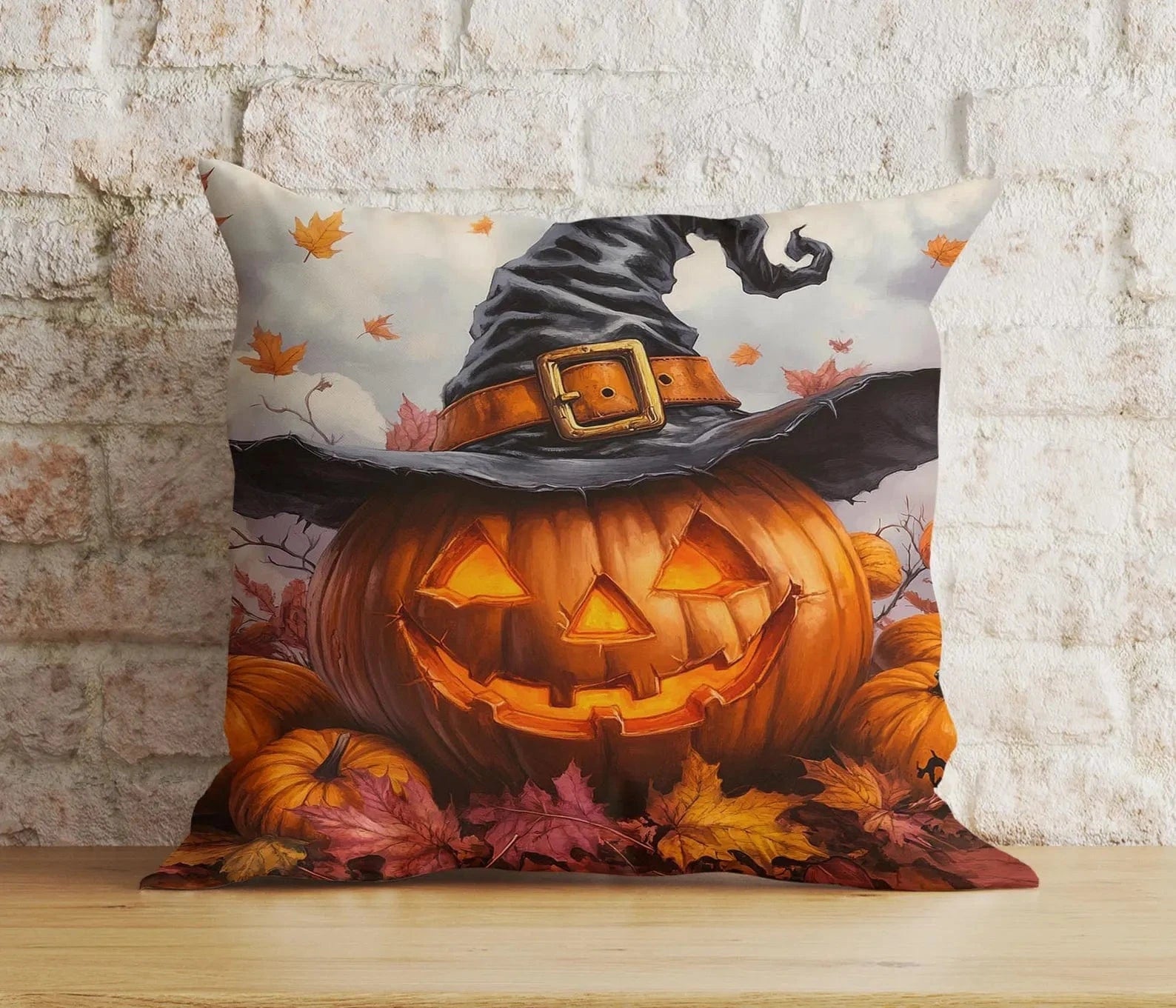 Onay Cushion Covers 6 / 12 x 12 inch (30 x 30 cm) Spooky Halloween Pumpkin Pillow Whimsical Ghost Print Cushion Covers