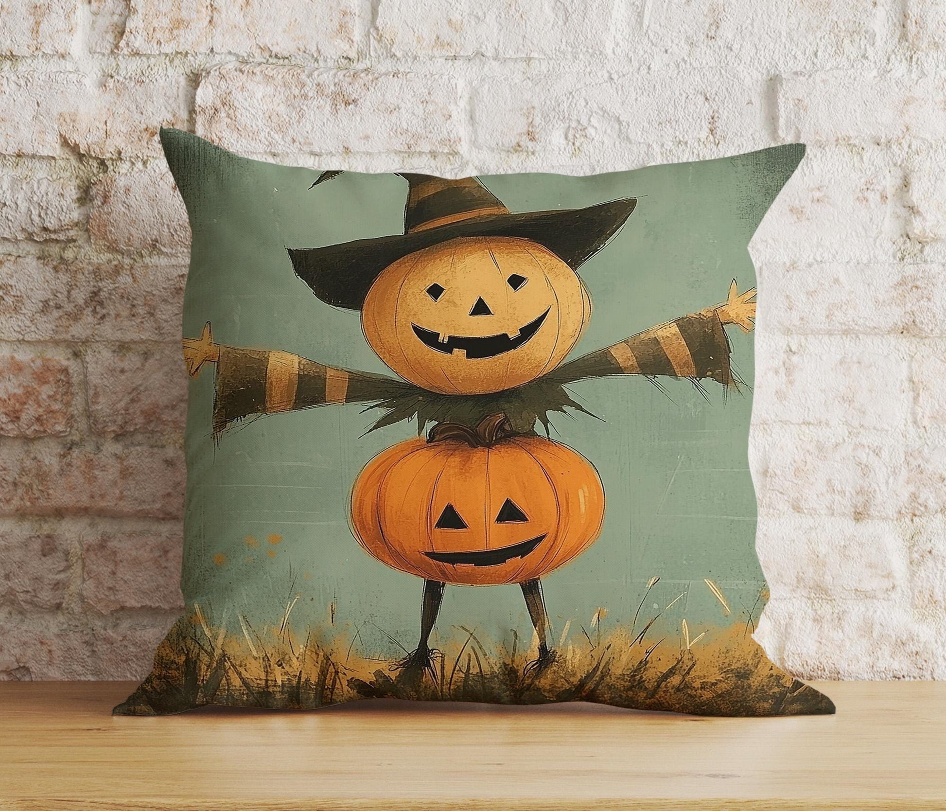 Onay Cushion Covers 3 / 12 x 12 inch (30 x 30 cm) Spooky Halloween Pumpkin Pillow Whimsical Ghost Print Cushion Covers