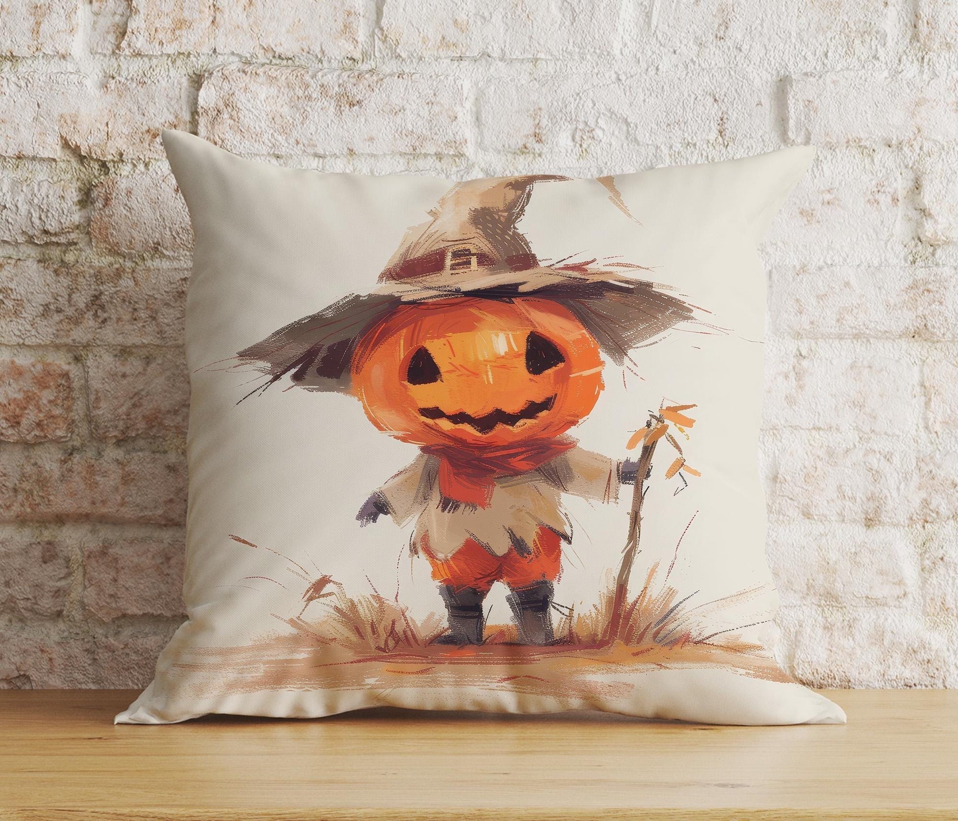 Onay Cushion Covers 2 / 12 x 12 inch (30 x 30 cm) Spooky Halloween Pumpkin Pillow Whimsical Ghost Print Cushion Covers