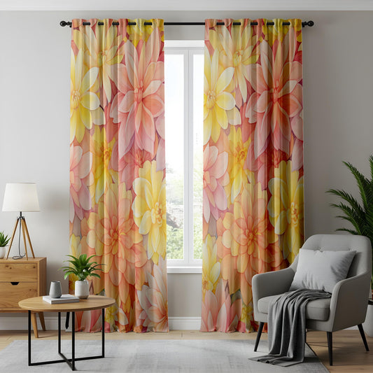 Onay Spring Garden Living Room Curtains, Lush Floral Pattern, Bright and Cheerful Home Drapes
