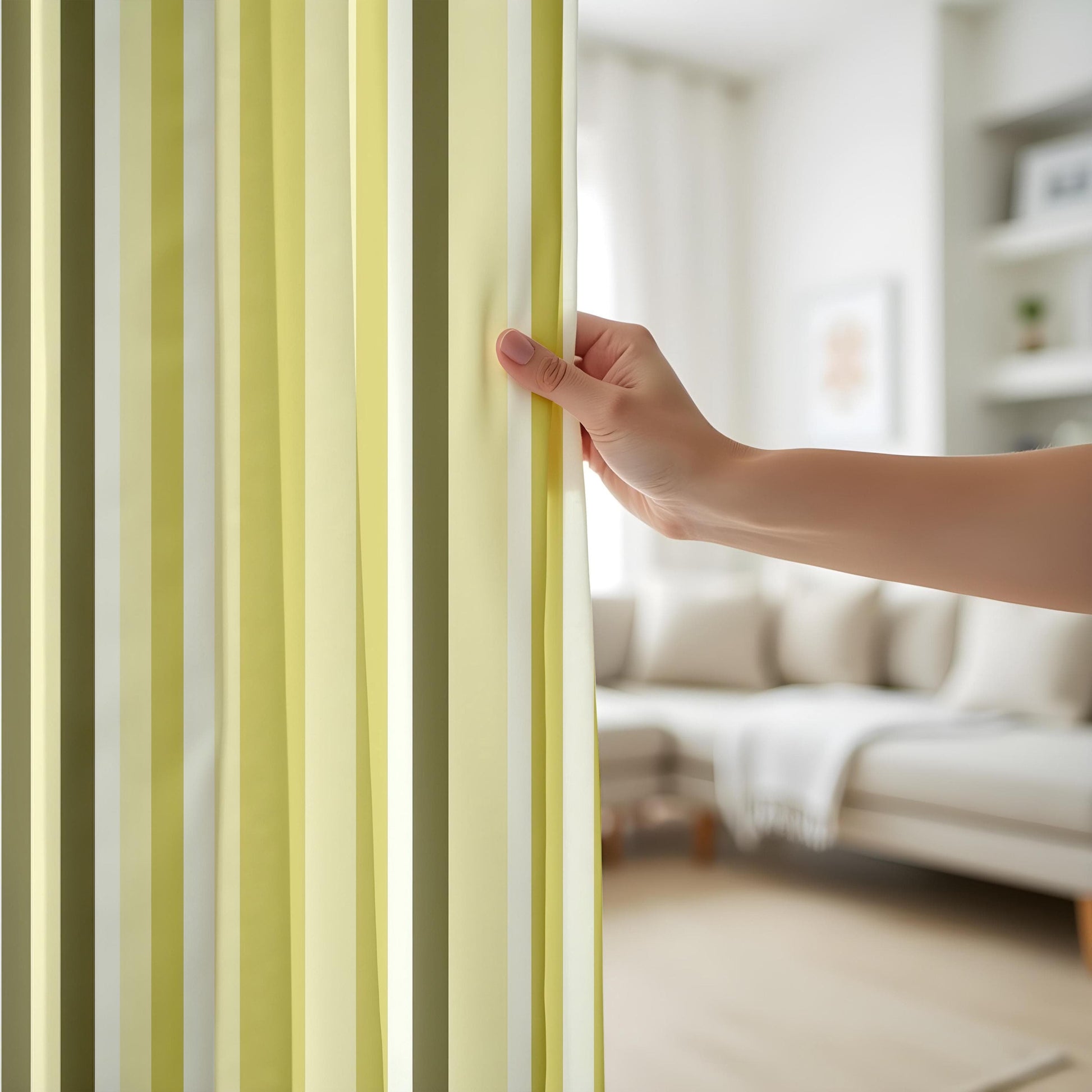 Onay Striped Yellow Blackout Curtains – Soft Modern Drapes for Timeless Contemporary Interiors