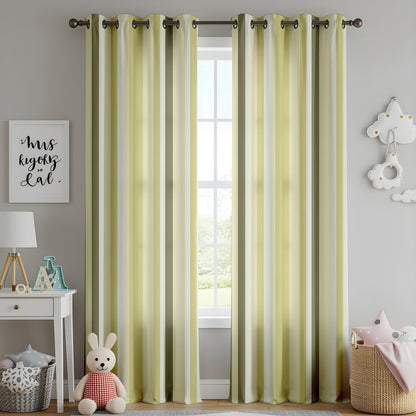 Onay Striped Yellow Blackout Curtains – Soft Modern Drapes for Timeless Contemporary Interiors