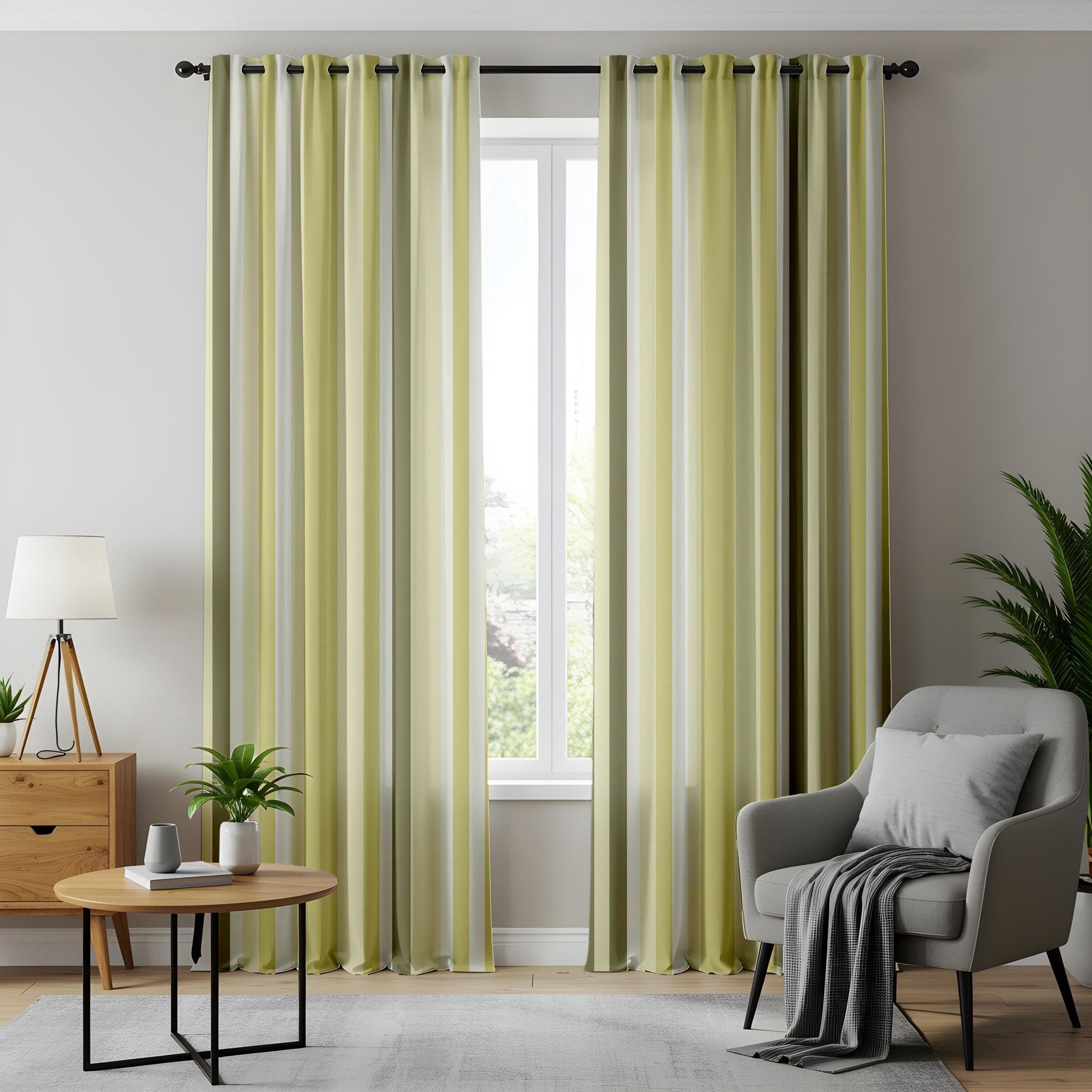 Onay Striped Yellow Blackout Curtains – Soft Modern Drapes for Timeless Contemporary Interiors