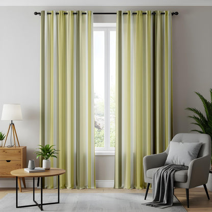 Onay Striped Yellow Blackout Curtains – Soft Modern Drapes for Timeless Contemporary Interiors