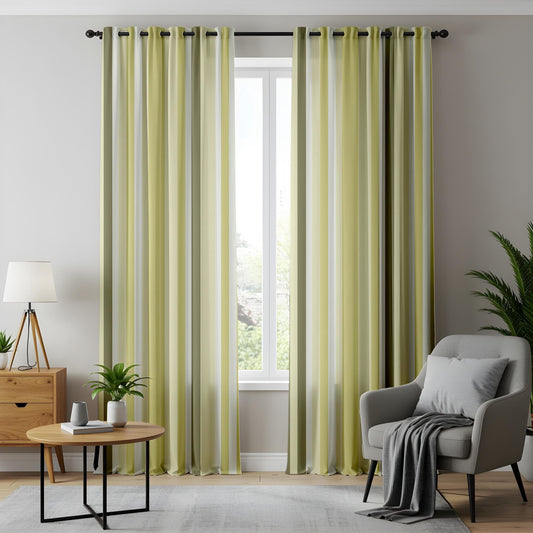 Onay Striped Yellow Blackout Curtains – Soft Modern Drapes for Timeless Contemporary Interiors