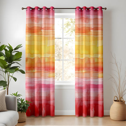 Onay Sunset Stripes Living Room Curtains, Warm Tonal Gradient