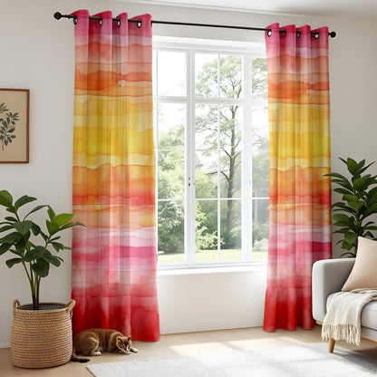Onay Sunset Stripes Living Room Curtains, Warm Tonal Gradient