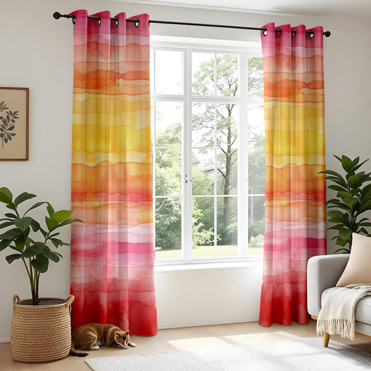 Onay Sunset Stripes Living Room Curtains, Warm Tonal Gradient