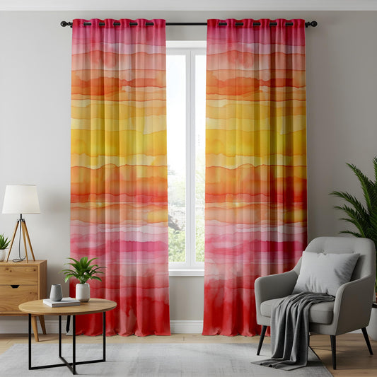 Onay Sunset Stripes Living Room Curtains, Warm Tonal Gradient
