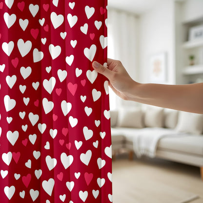 Onay Sweetheart Pattern Window Curtains, Red and White Love Theme Drapes