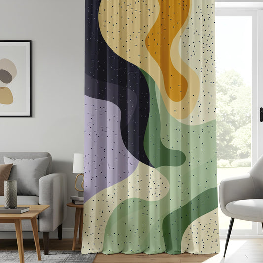 Onay Swirling Color Wave Living Room Curtains, Multicolor Abstract Panels