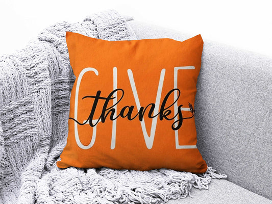 Onay Cushion Covers 1 / 12 x 12 inch (30 x 30 cm) Double Side Thanks Give Cushion Cover Fall Trend Cushion Case Pumpkin Acorn Throw Pillow