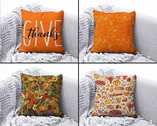 Onay Cushion Covers Thanks Give Cushion Cover Fall Trend Cushion Case Pumpkin Acorn Throw Pillow