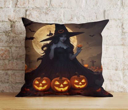 Onay 7 / 12 x 12 inch (30 x 30 cm) Double Side The Witch On Halloween Bats & Haunted House Spooky Cushion Cover