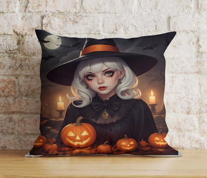 Onay 6 / 12 x 12 inch (30 x 30 cm) Double Side The Witch On Halloween Bats & Haunted House Spooky Cushion Cover