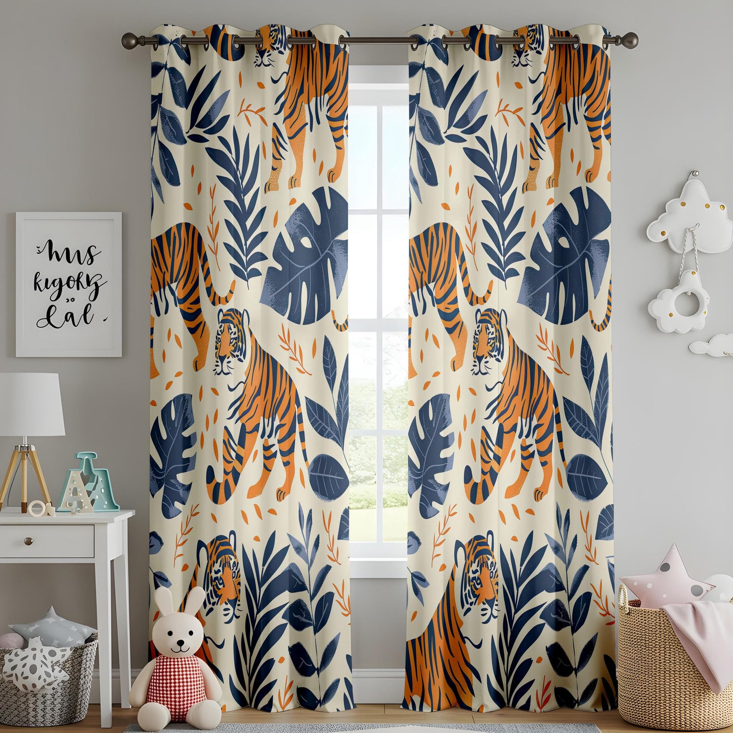 Onay Tiger Jungle Safari Curtains, Bold Wild Animal Drapes