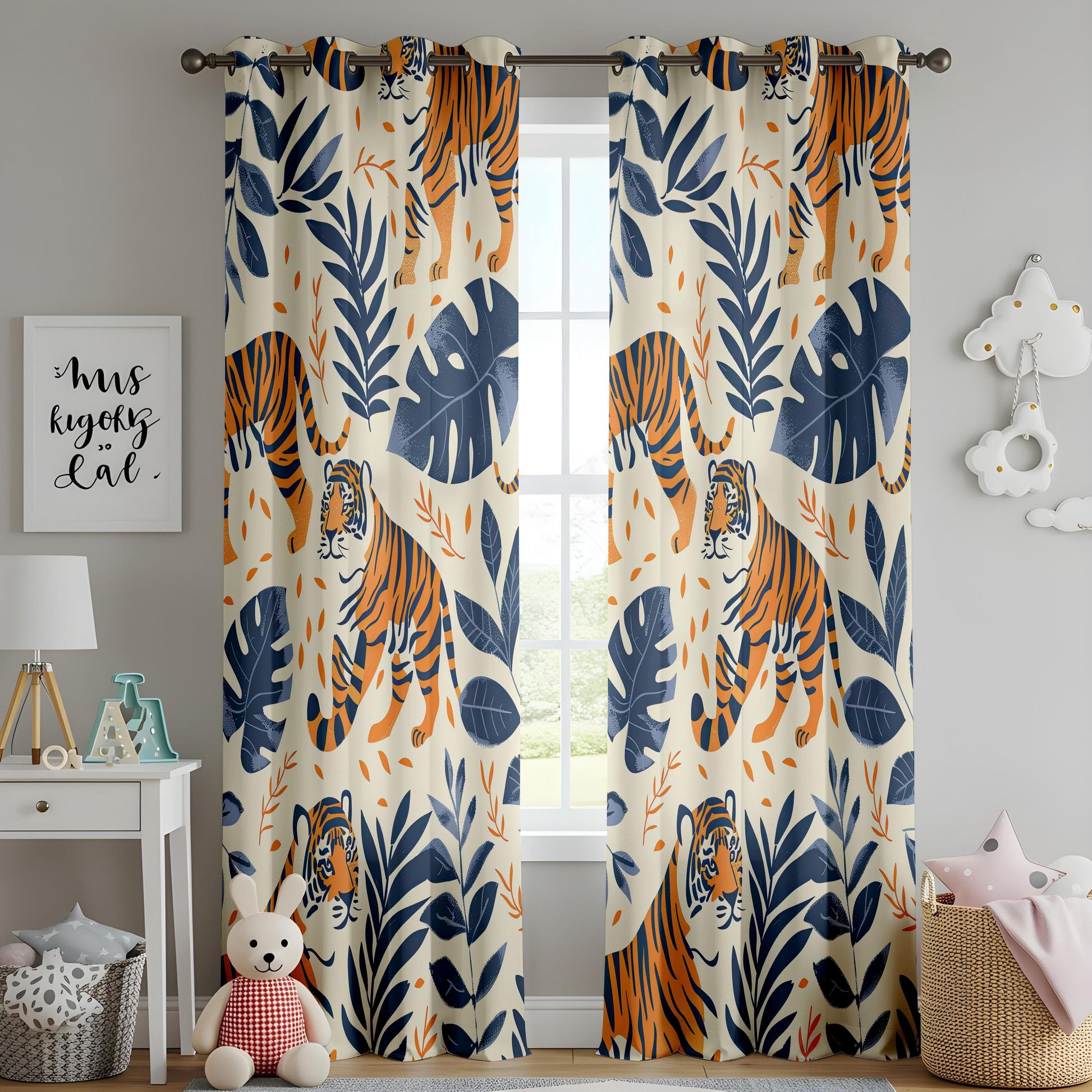 Onay Tiger Jungle Safari Curtains, Bold Wild Animal Drapes