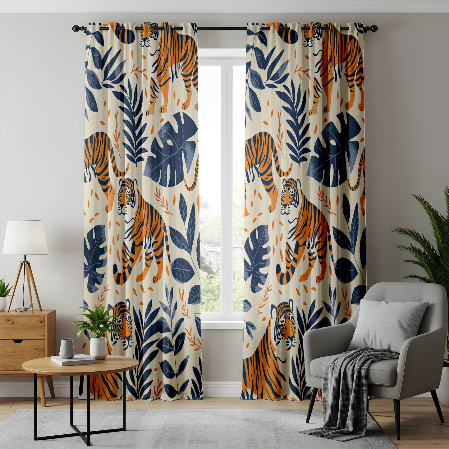 Onay Tiger Jungle Safari Curtains, Bold Wild Animal Drapes