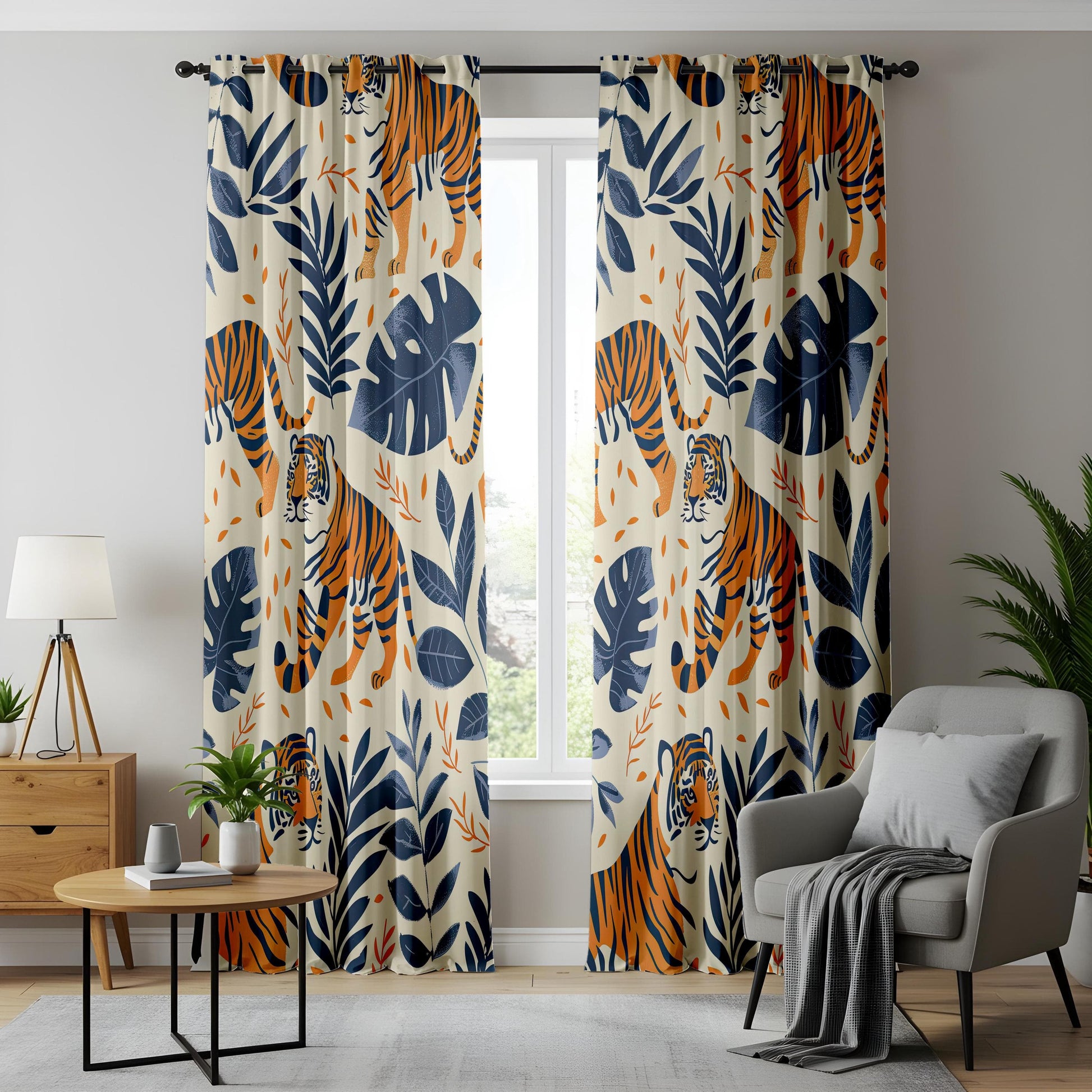 Onay Tiger Jungle Safari Curtains, Bold Wild Animal Drapes