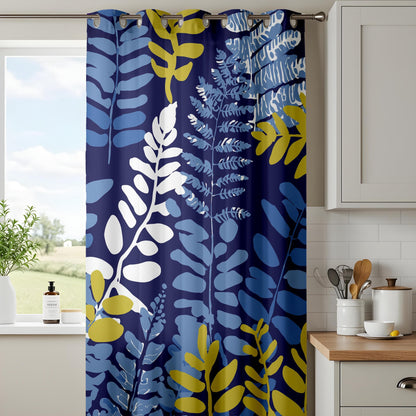 Onay Tropical Leaf Curtains – Bold Blue Botanical Drapes