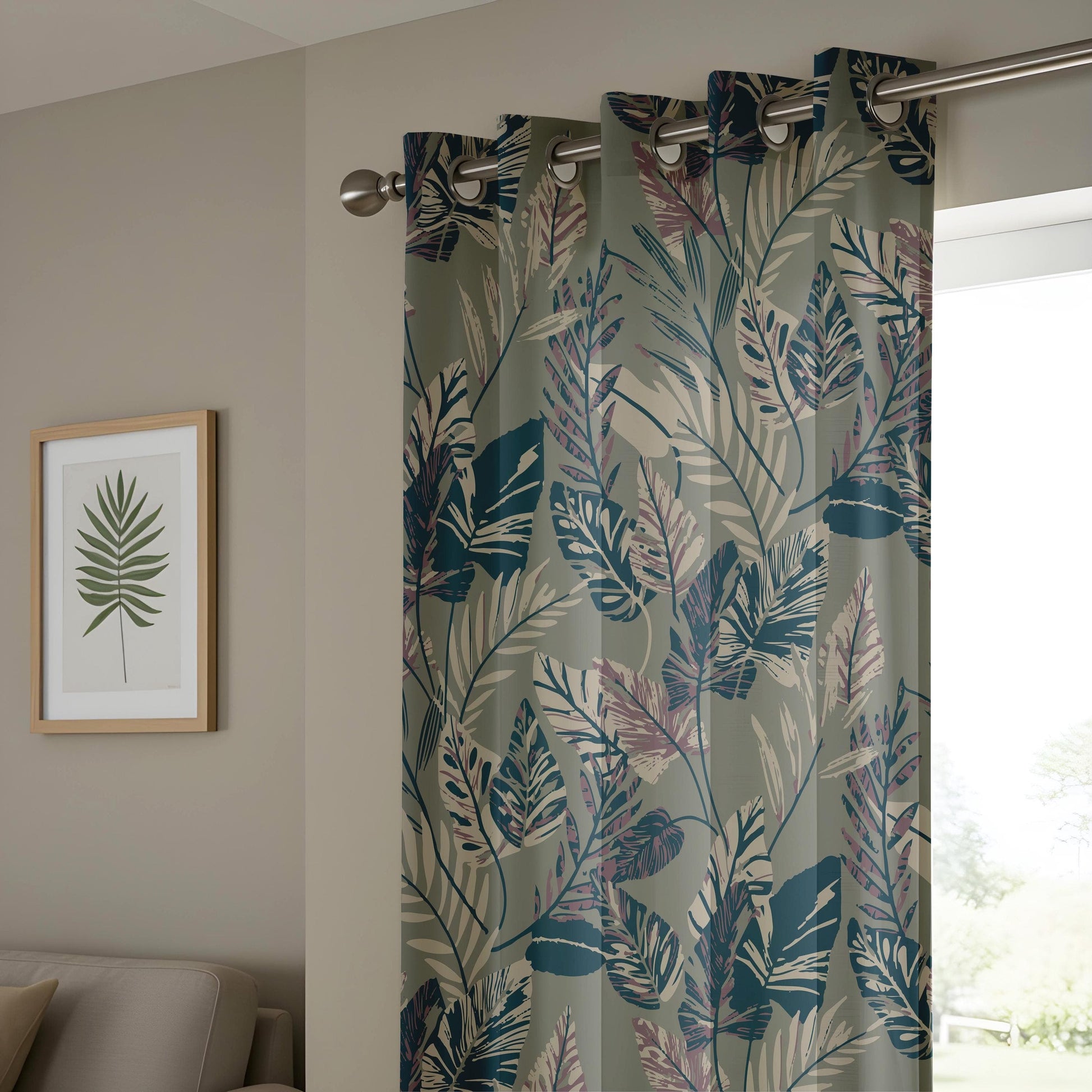 Onay Tropical Leaf Print Curtains Made to Measure Botanical Drapes