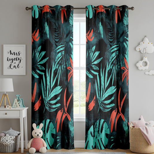 Onay Tropical Made to Measure Curtains with Leaf Print