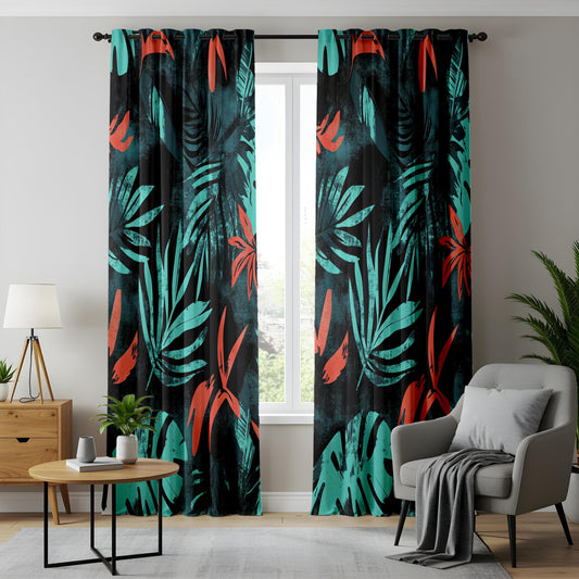 Onay Tropical Made to Measure Curtains with Leaf Print