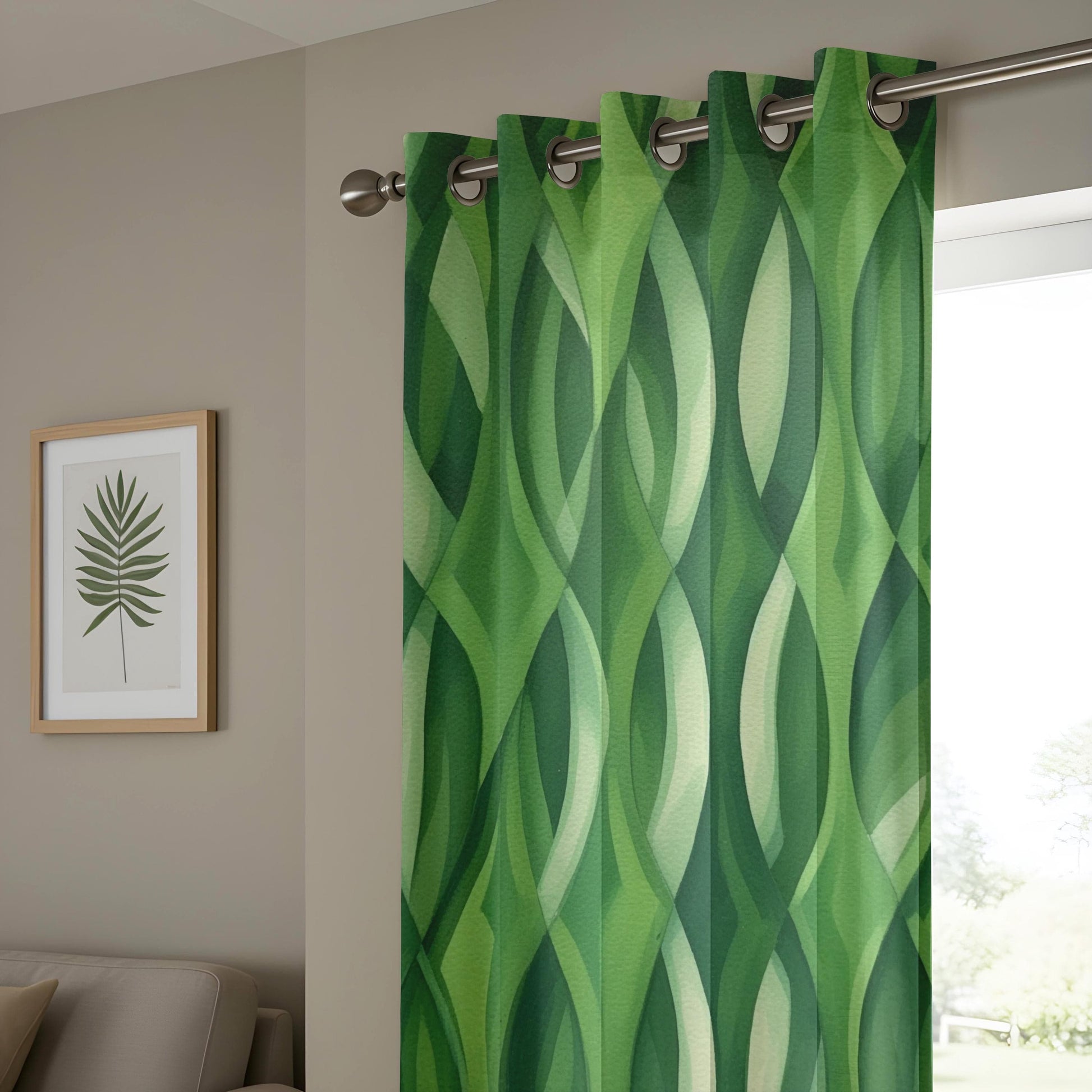 Onay Tropical Paradise Drapes, Leafy Green Curtain Panels, Exotic Botanical Curtains