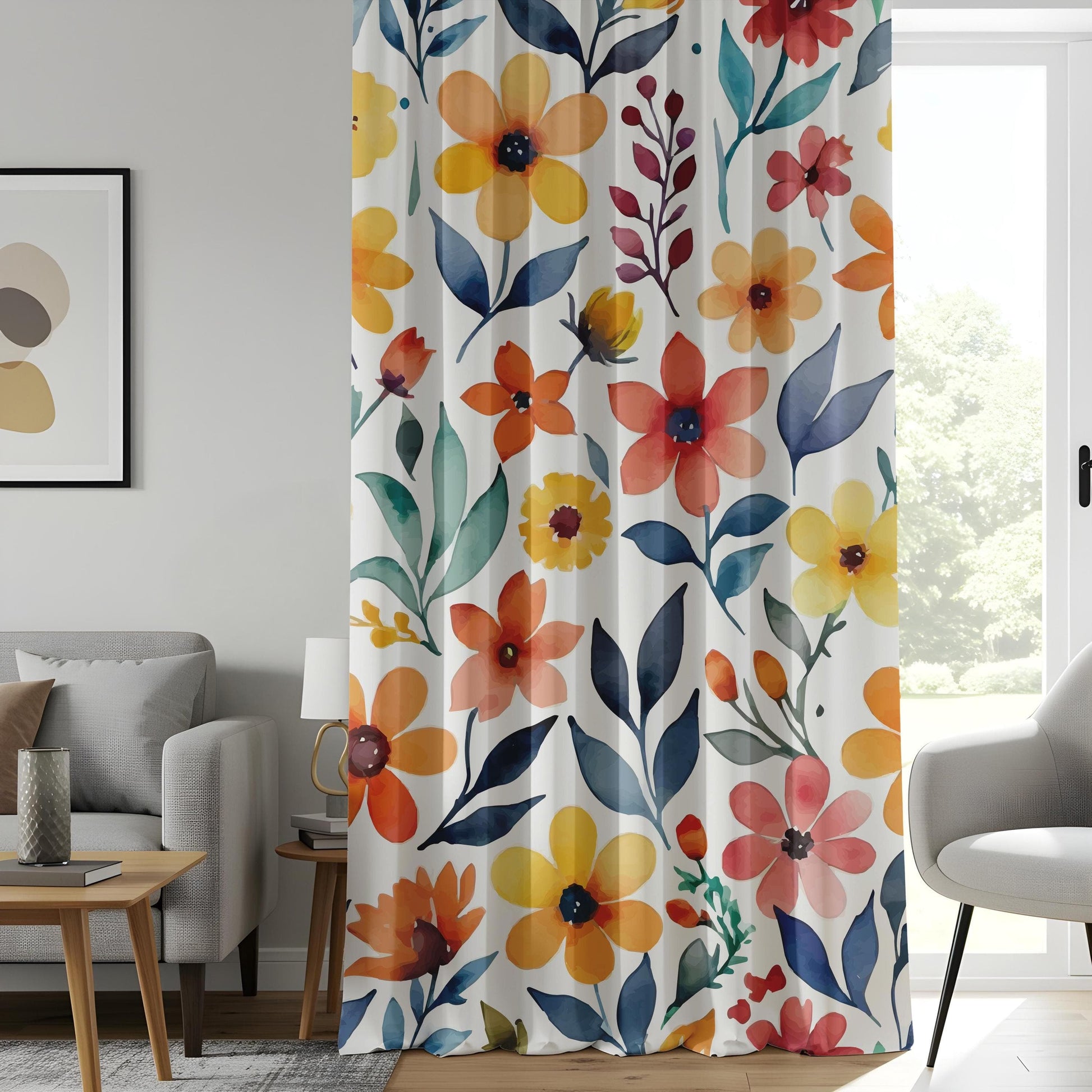 Onay Vibrant Floral Curtains for Living Room, Colorful Floral Drapes