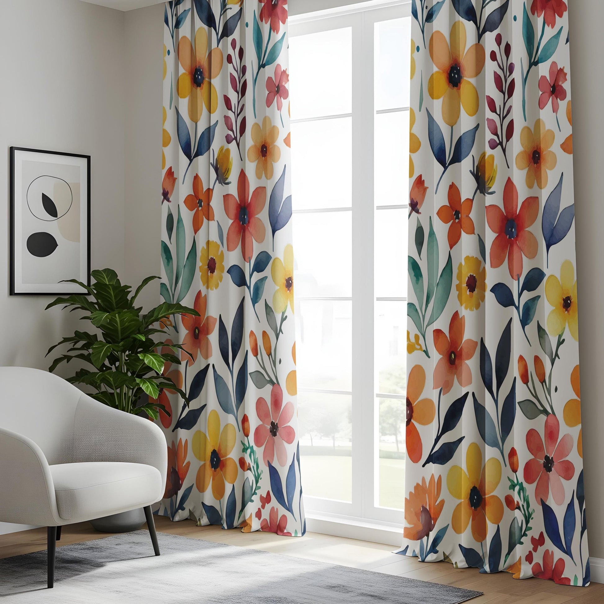 Onay Vibrant Floral Curtains for Living Room, Colorful Floral Drapes