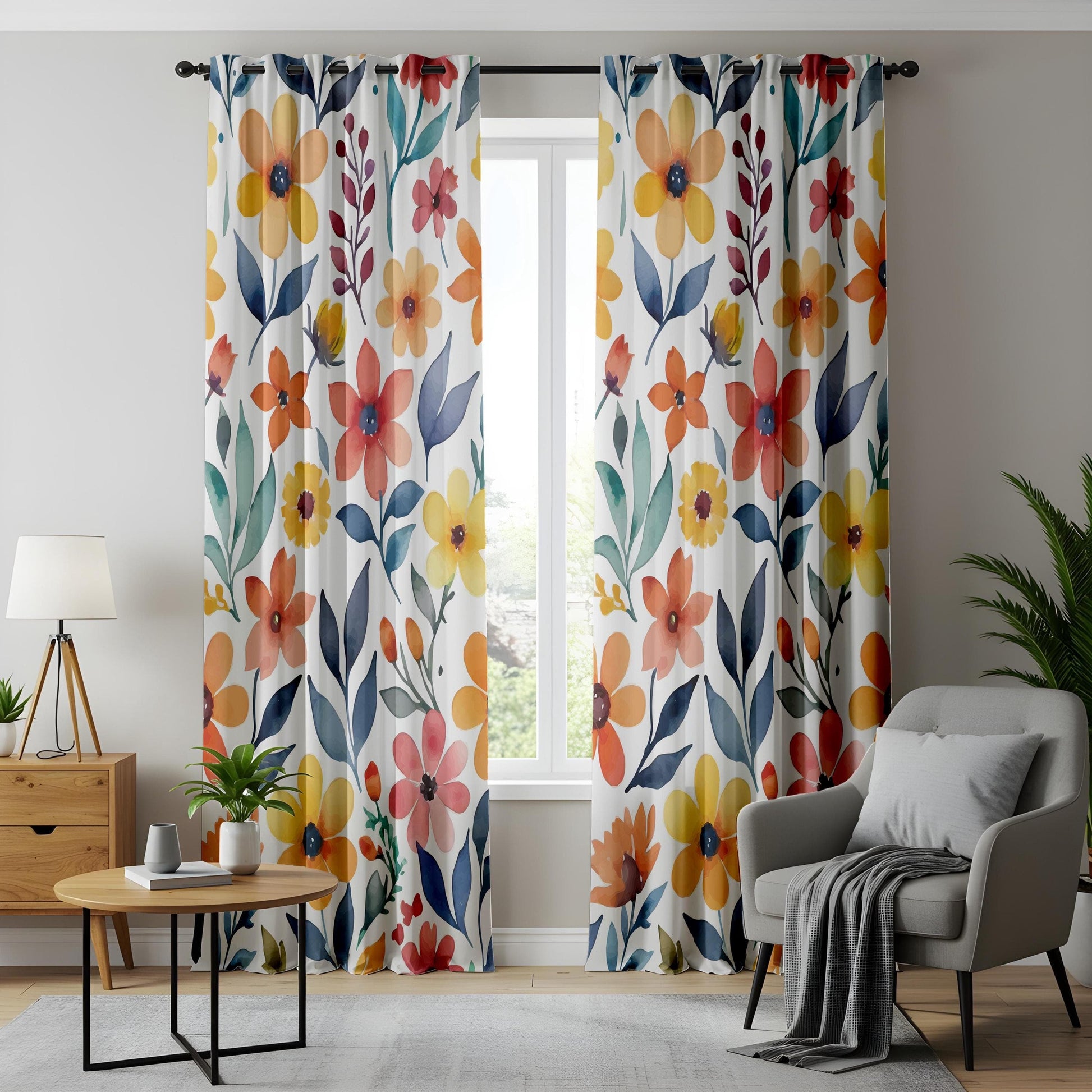 Onay Vibrant Floral Curtains for Living Room, Colorful Floral Drapes