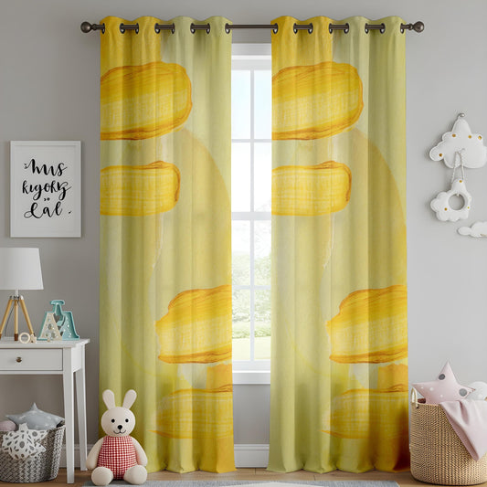 Onay Vibrant Yellow Curtains for Living Room with Abstract Pattern Drapes
