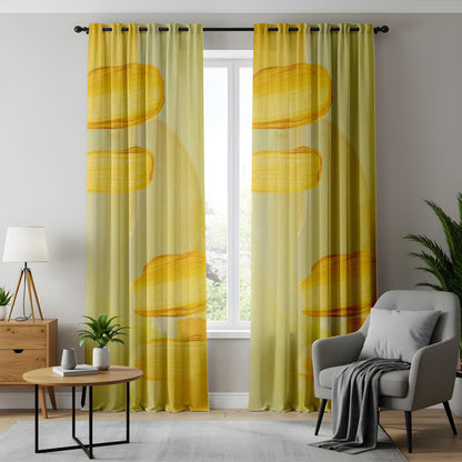 Onay Vibrant Yellow Curtains for Living Room with Abstract Pattern Drapes